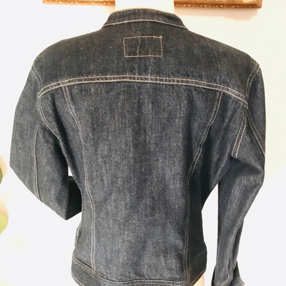 Dark Denim Calvin Klein Jean Jacket Buckle Collar - Picture 6 of 8